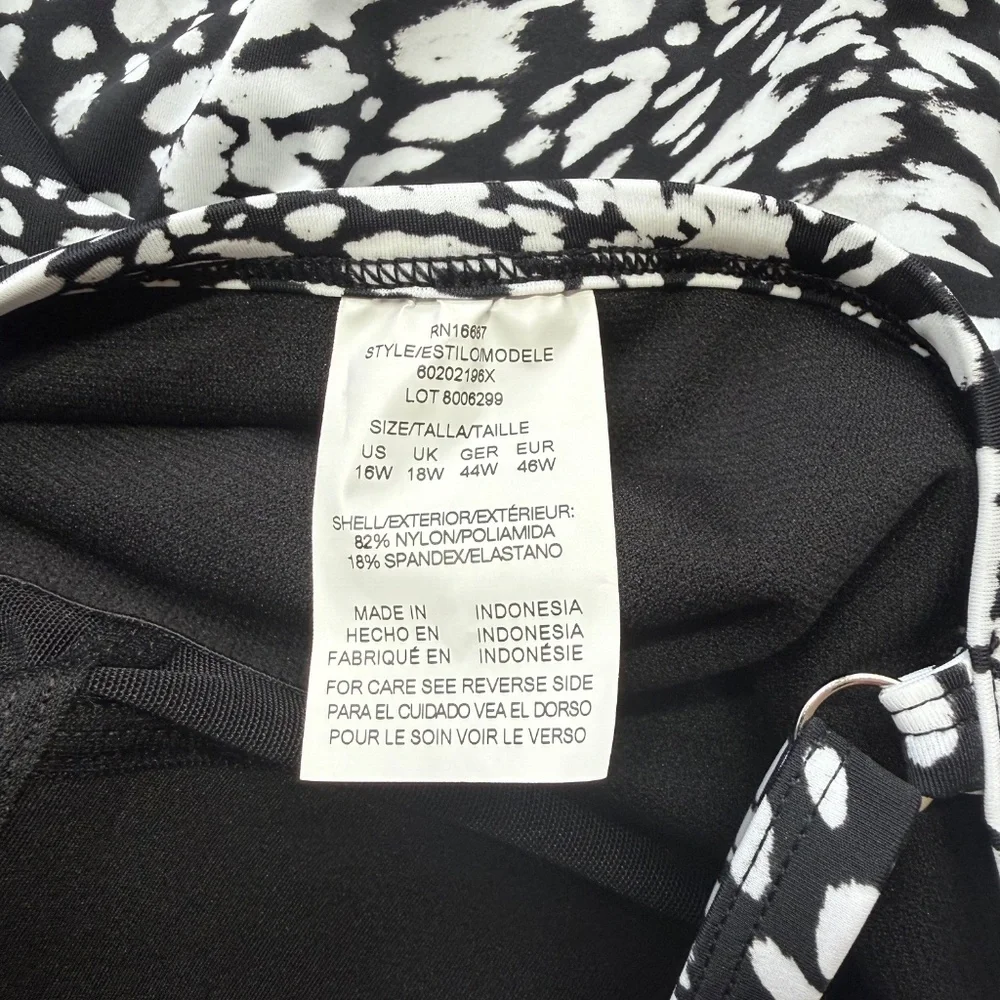 Swim Solutions Womens Printed Flyaway Tankini One Piece Swimsuit 16W - Picture 5 of 8